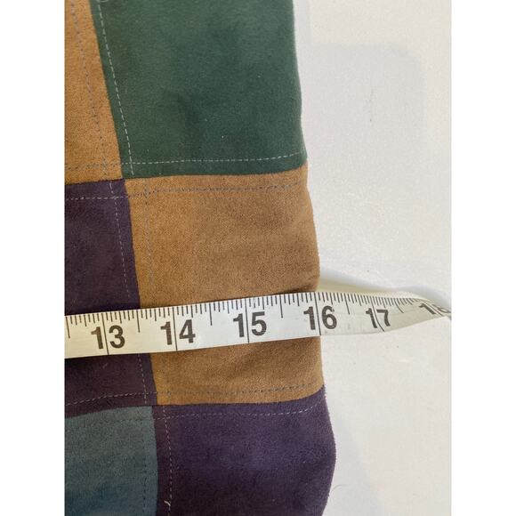 Multicolored Patchwork Sueded Shoulder Bag Purse Handmade by Louise White OS VTG - Picture 10 of 13